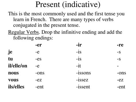 present indicative french example